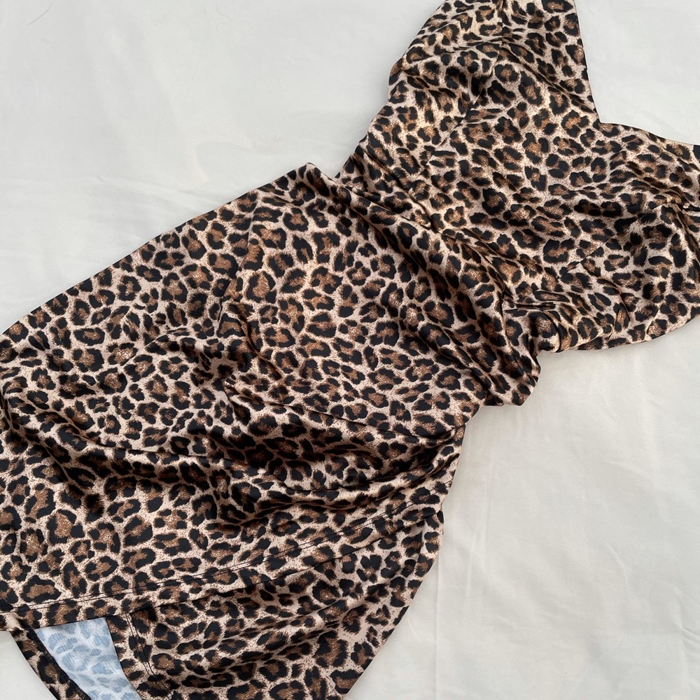 NWOT Leopard Print Satin Dress